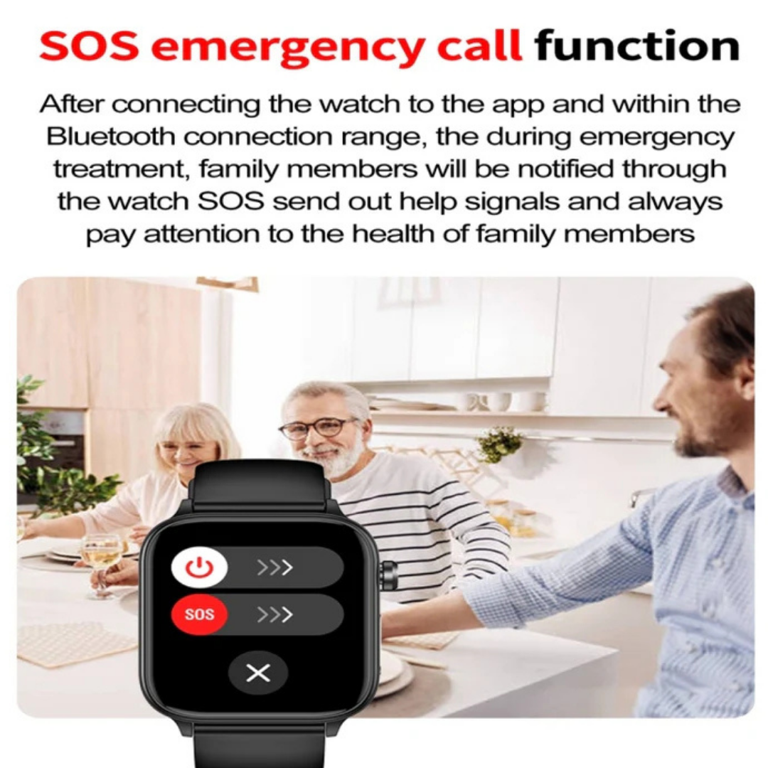 RAKSHAK E series ECG Health Smart Watch 1.96 Inch Full Touch Large Screen Heart Rate Blood Pressure Pressure Monitoring ET570 Smartwatch