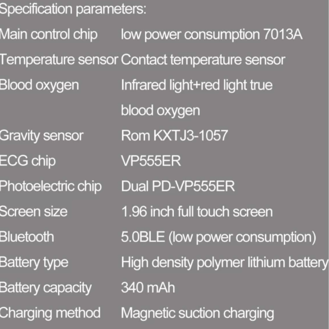 RAKSHAK E series ECG Health Smart Watch 1.96 Inch Full Touch Large Screen Heart Rate Blood Pressure Pressure Monitoring ET570 Smartwatch