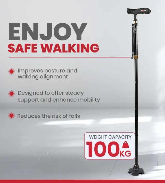 Pivot Lumina Foldable Walking Stick (Black)