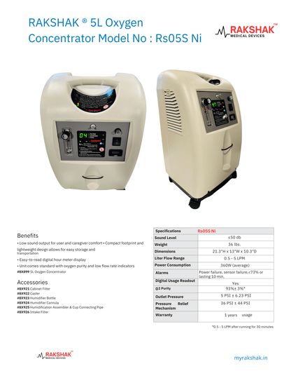 RAKSHAK SHWAAS 5 ltrs Oxygen Concentrator - Buy Now